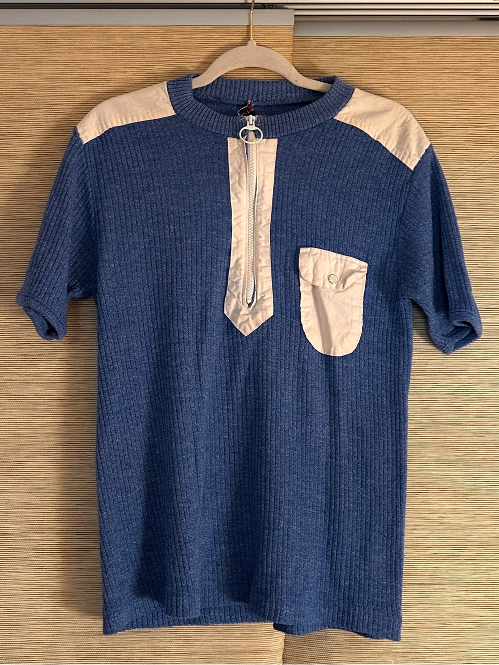 Men's Vintage Blue Short-Sleeve Knit Shirt